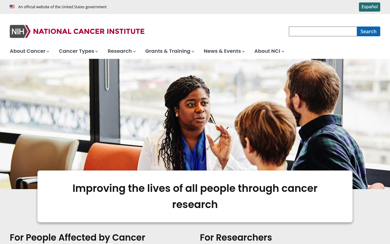 Cancer.gov website screenshot