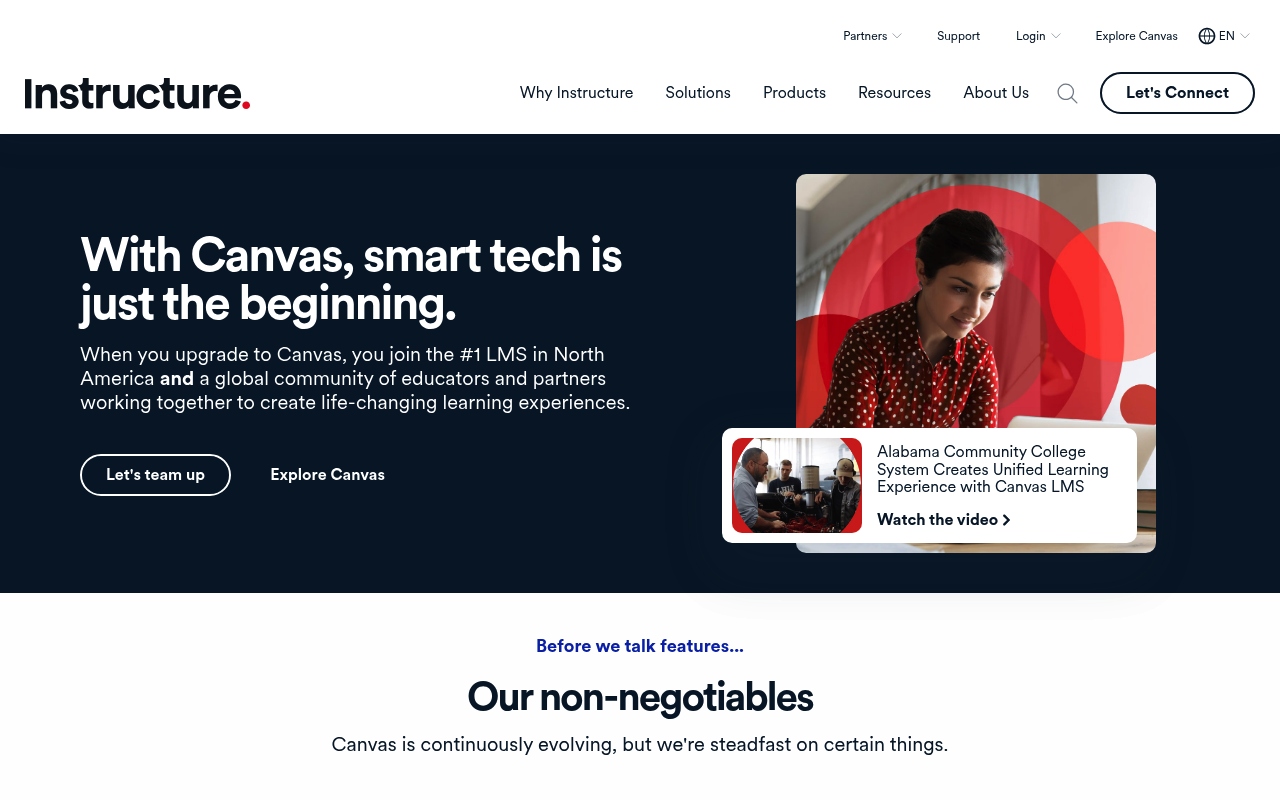 Canvas website screenshot