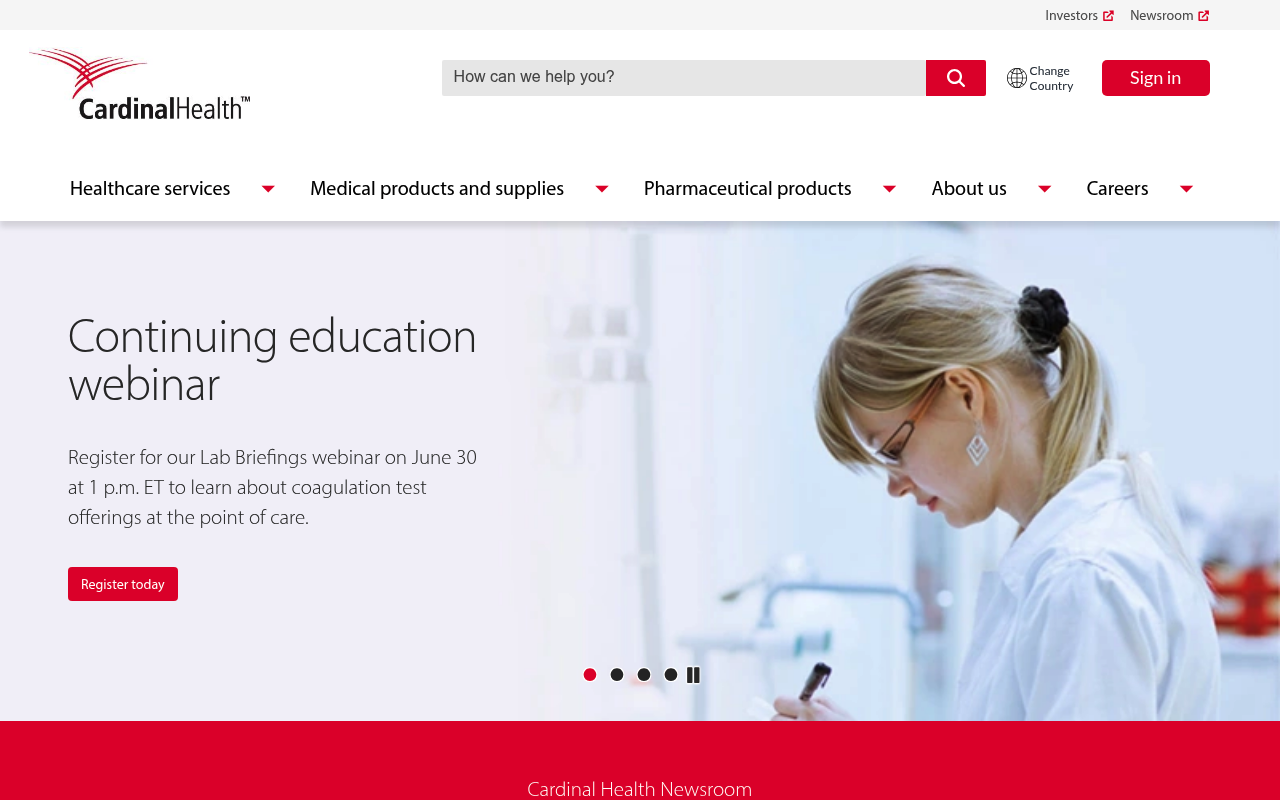 Cardinal Health website screenshot