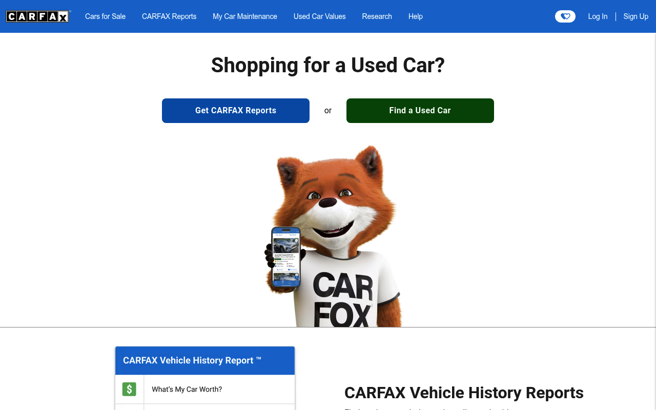 CARFAX website screenshot