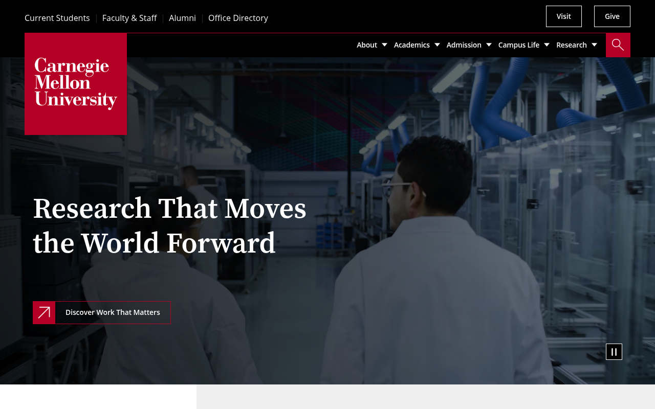 Carnegie Mellon University website screenshot