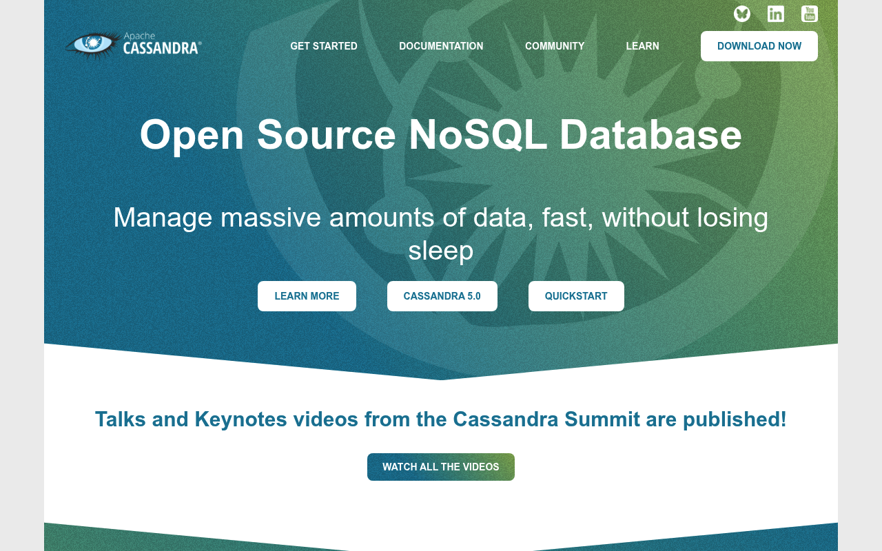 Apache Cassandra website screenshot