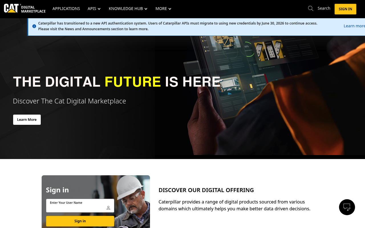 Caterpillar website screenshot