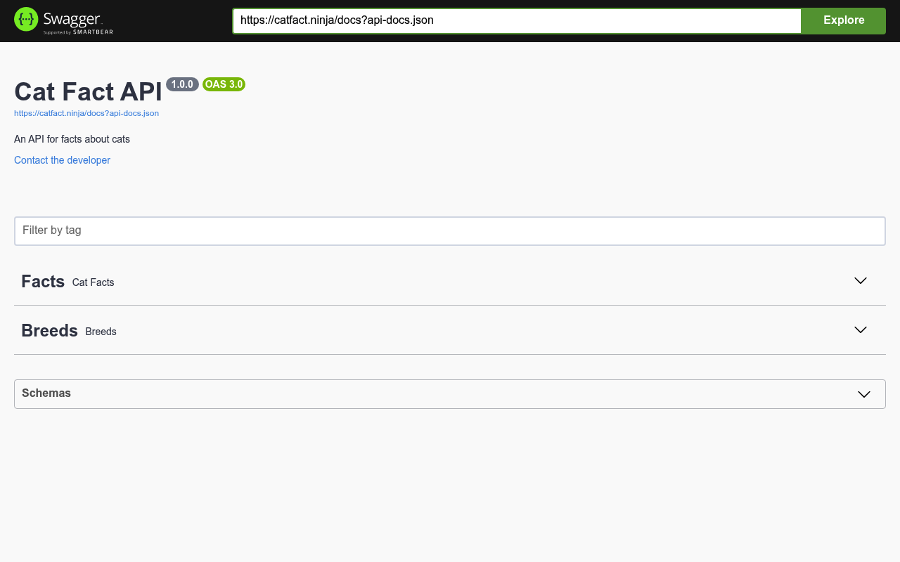 Cat Facts API website screenshot