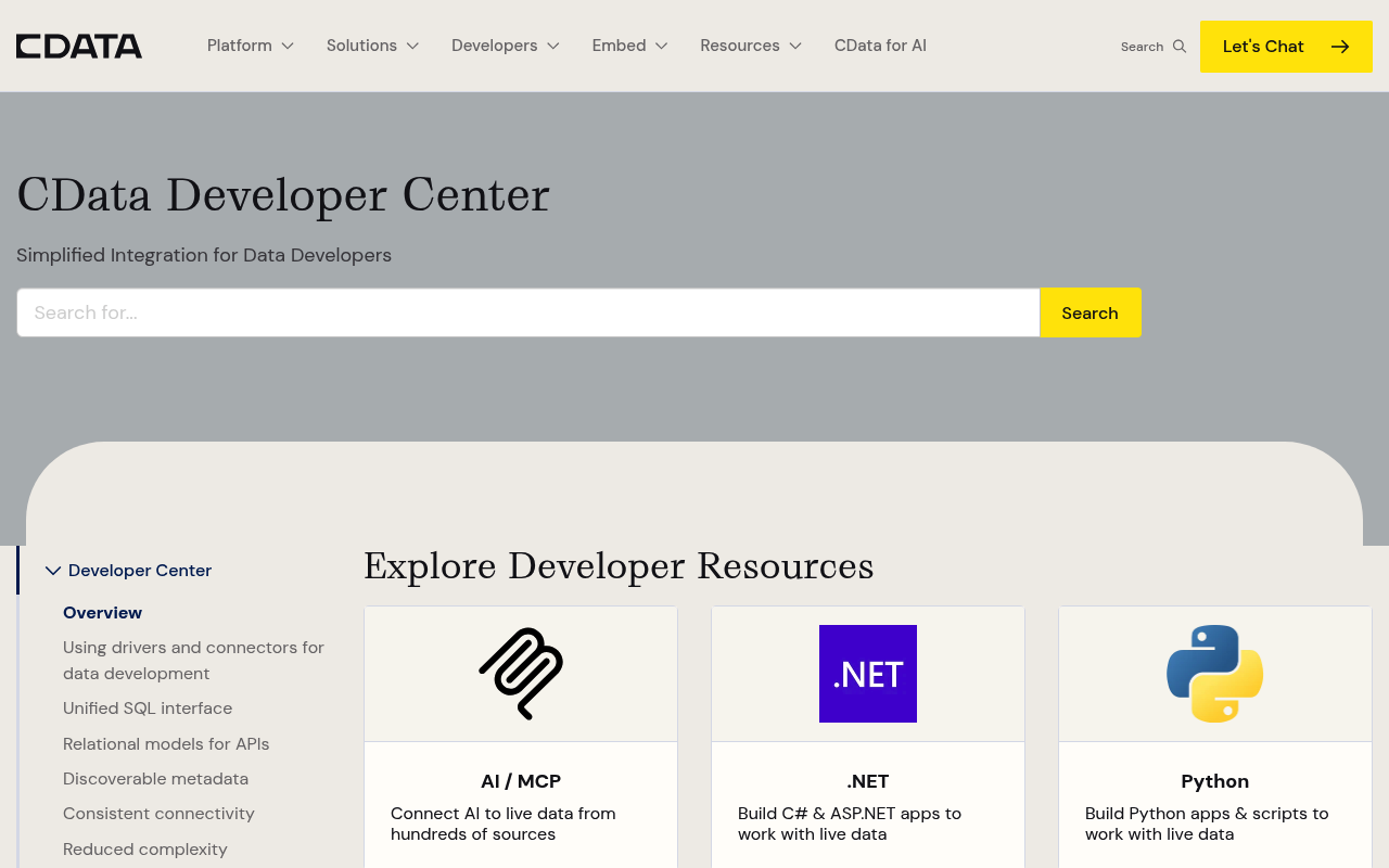 CData website screenshot
