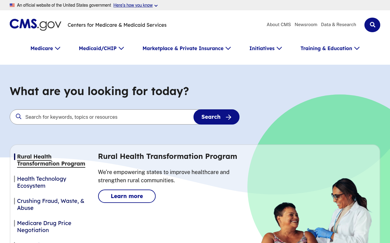 Centers for Medicare and Medicaid Services website screenshot