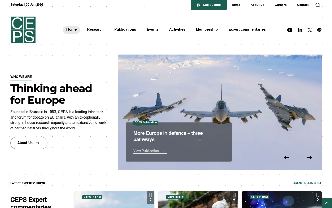 CEPS (Centre for European Policy Studies) website screenshot