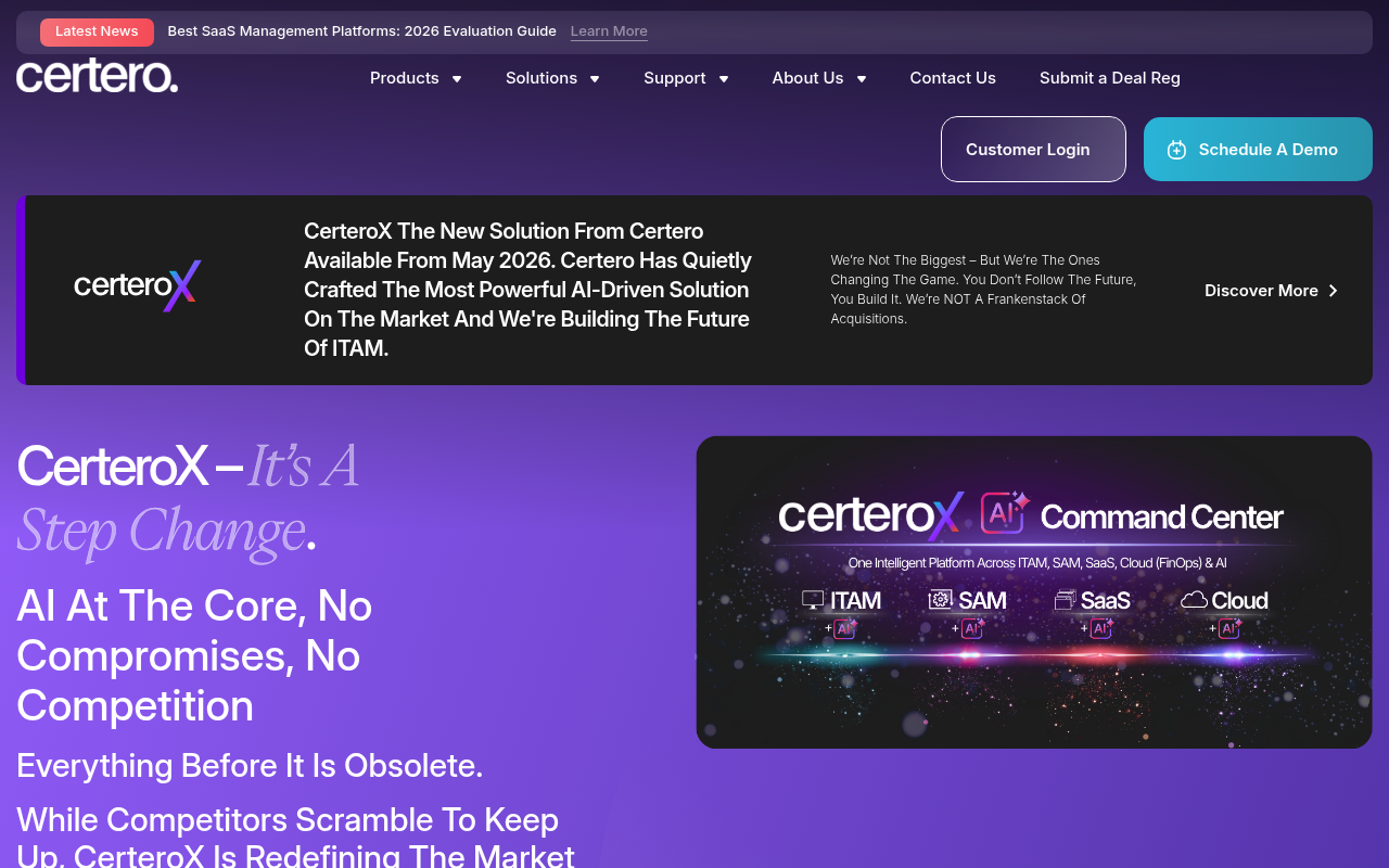 Certero website screenshot