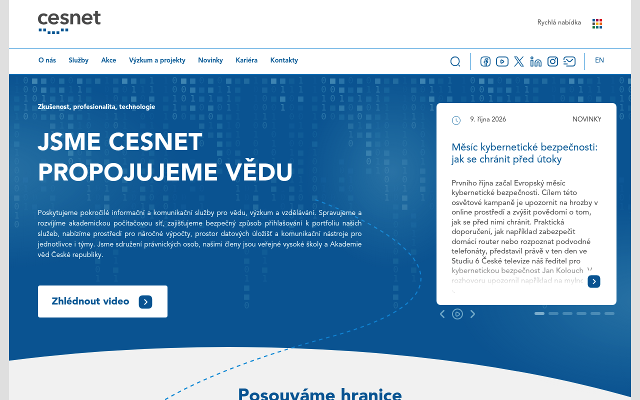 CESNET website screenshot