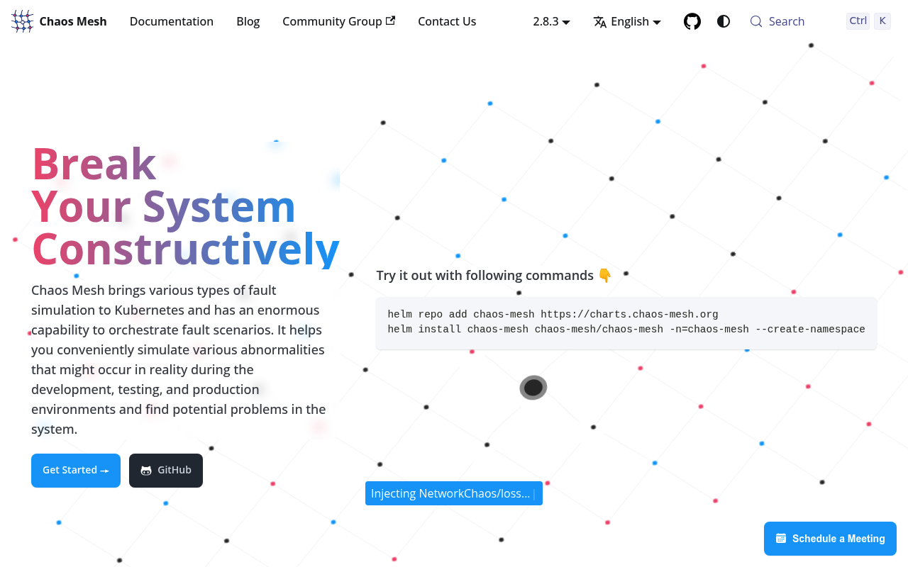 Chaos Mesh website screenshot