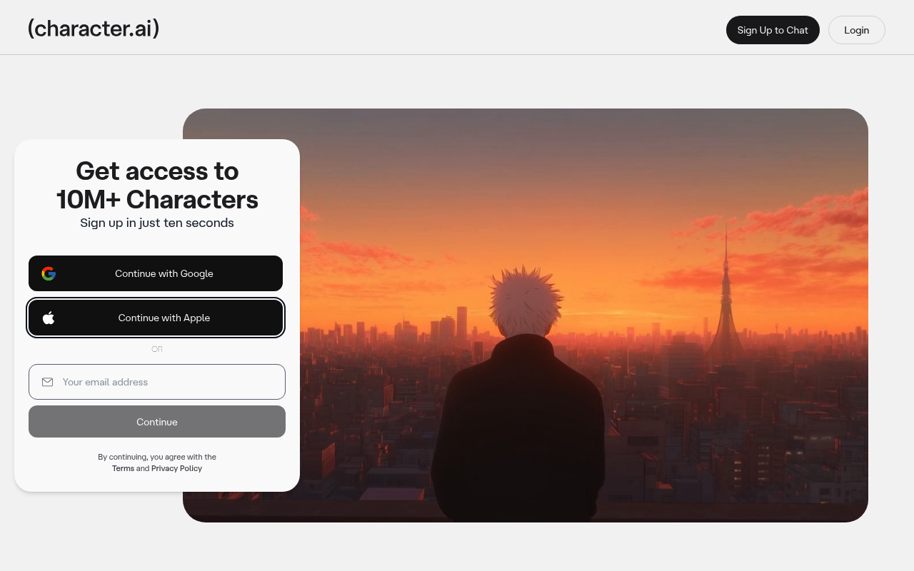 Character.AI website screenshot