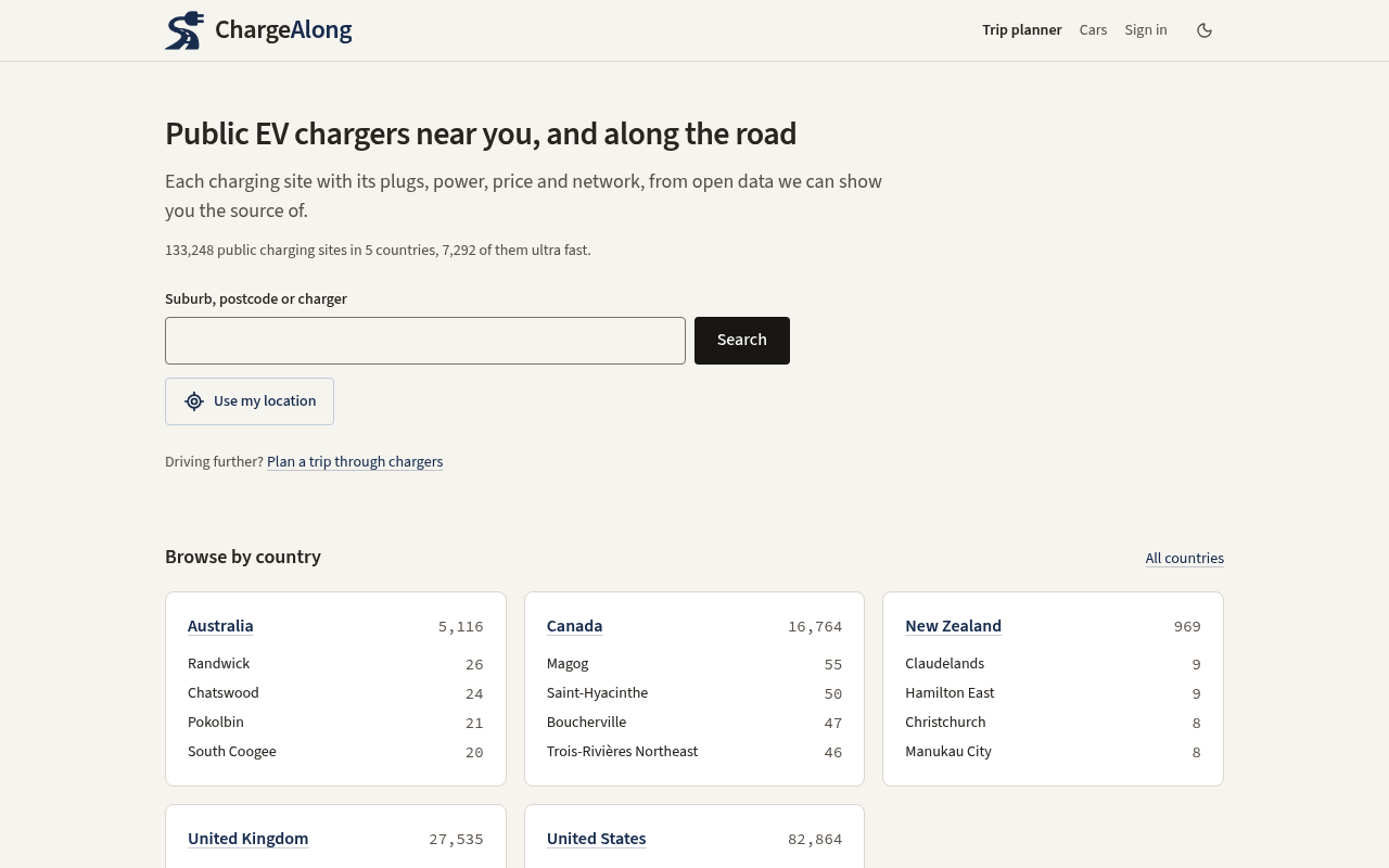 Chargealong.io screenshot