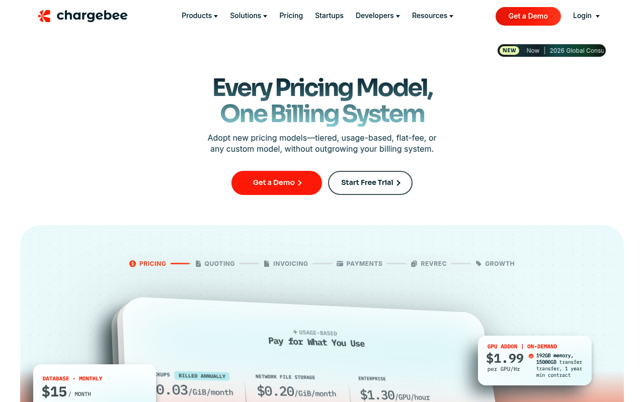 Chargebee website screenshot