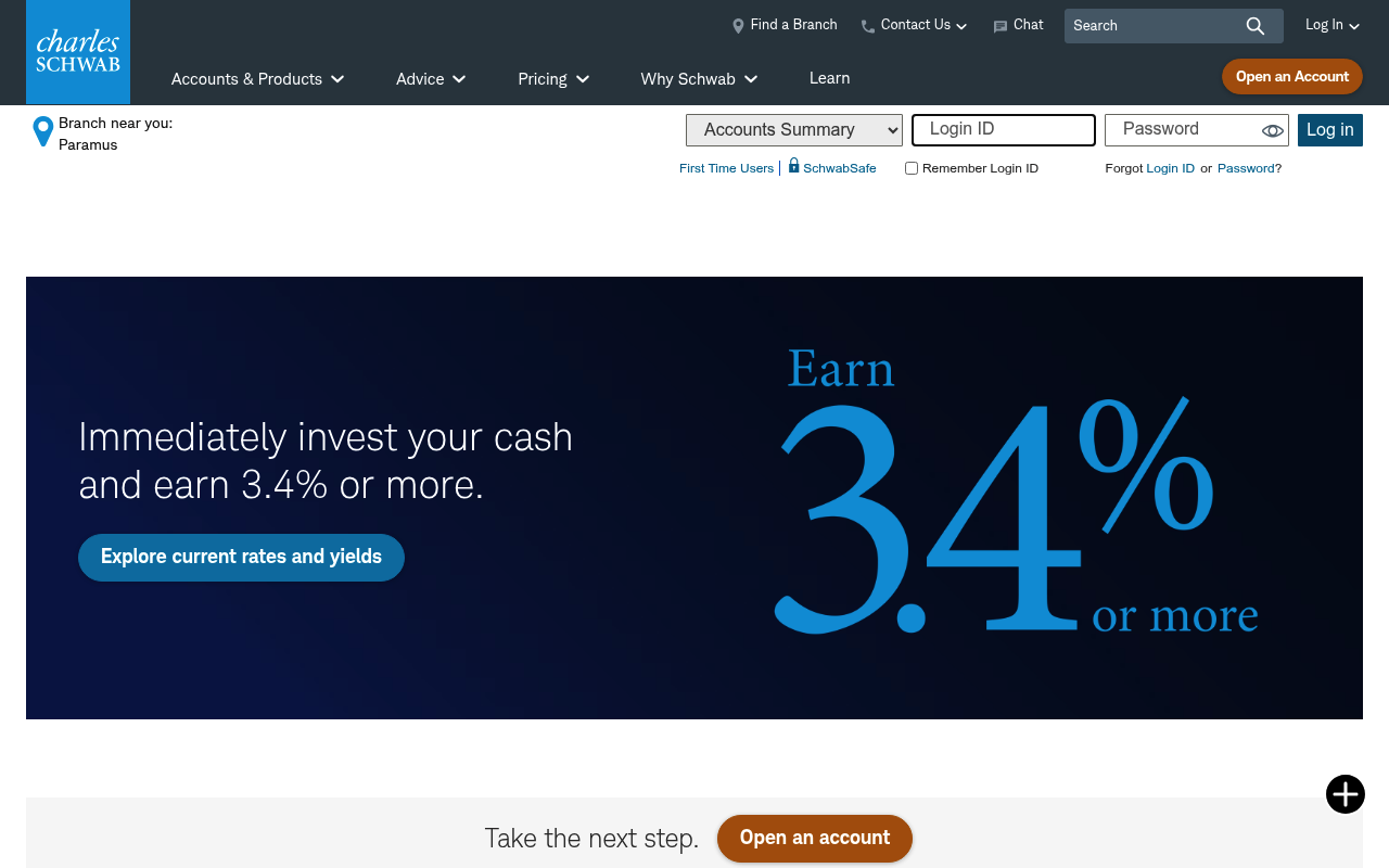 Charles Schwab website screenshot