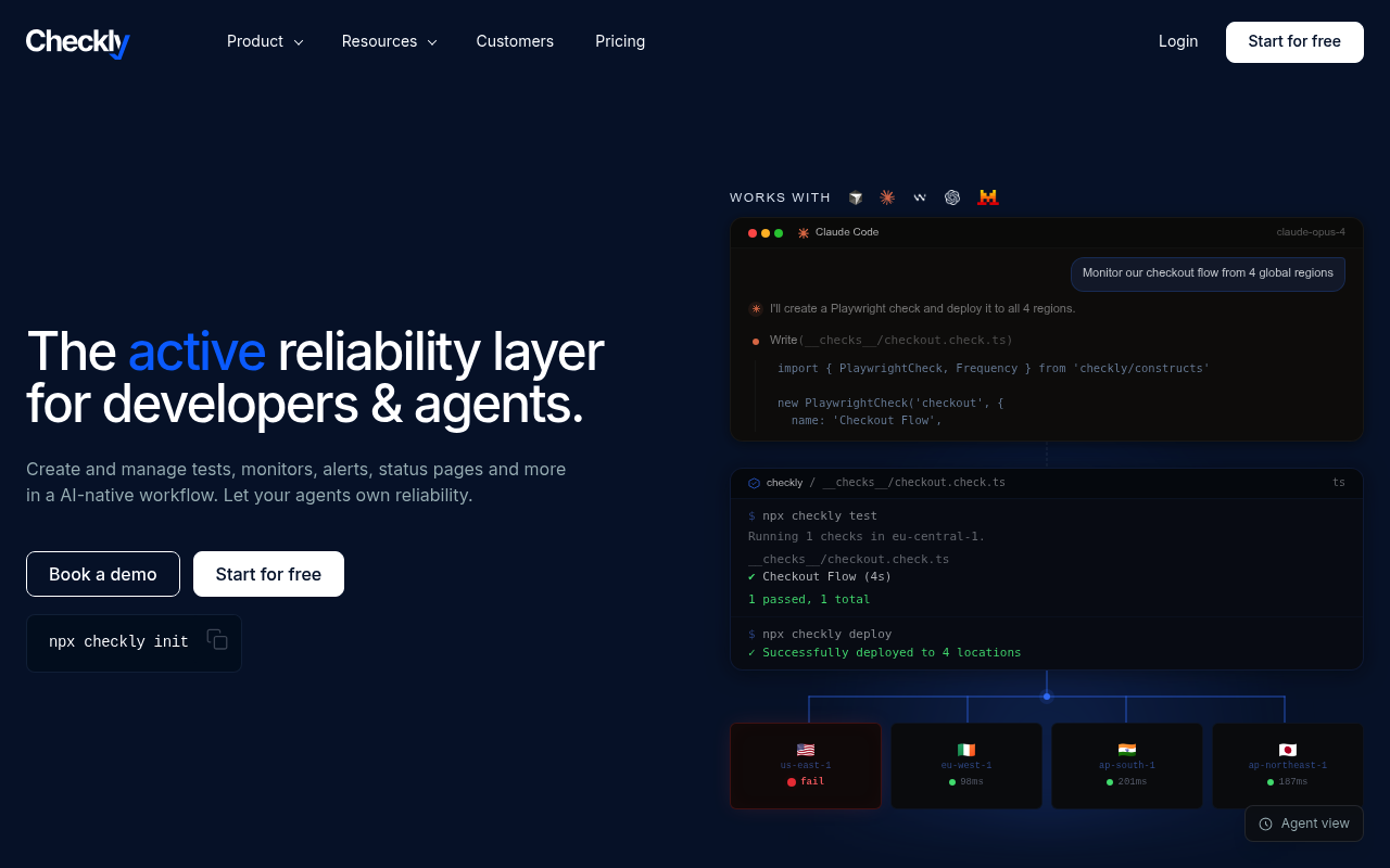 Checkly website screenshot