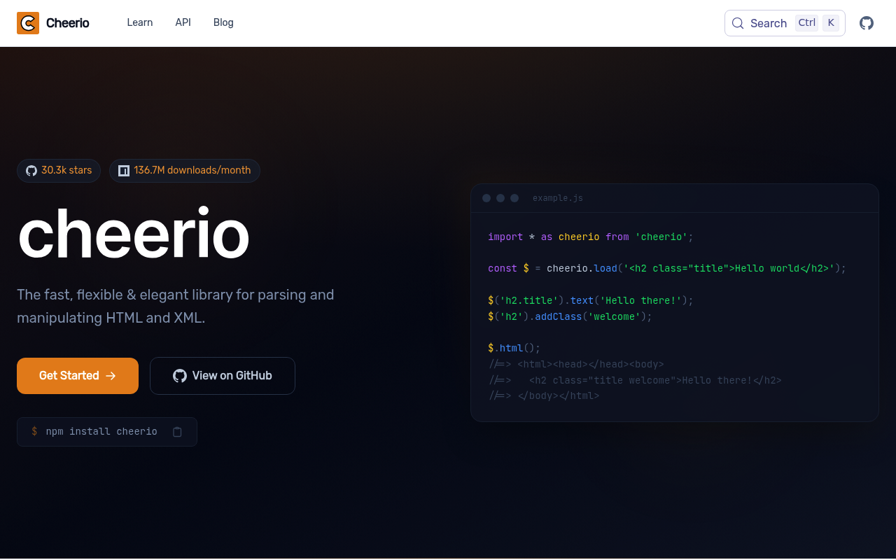 Cheerio website screenshot