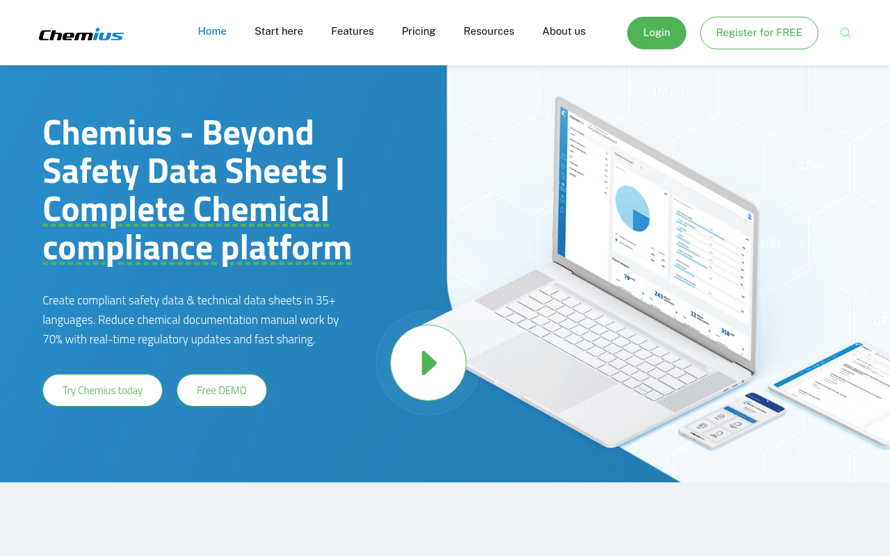 Chemius website screenshot