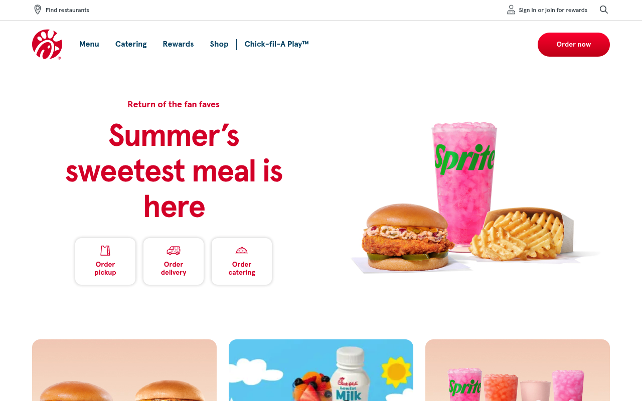 Chick-fil-A website screenshot