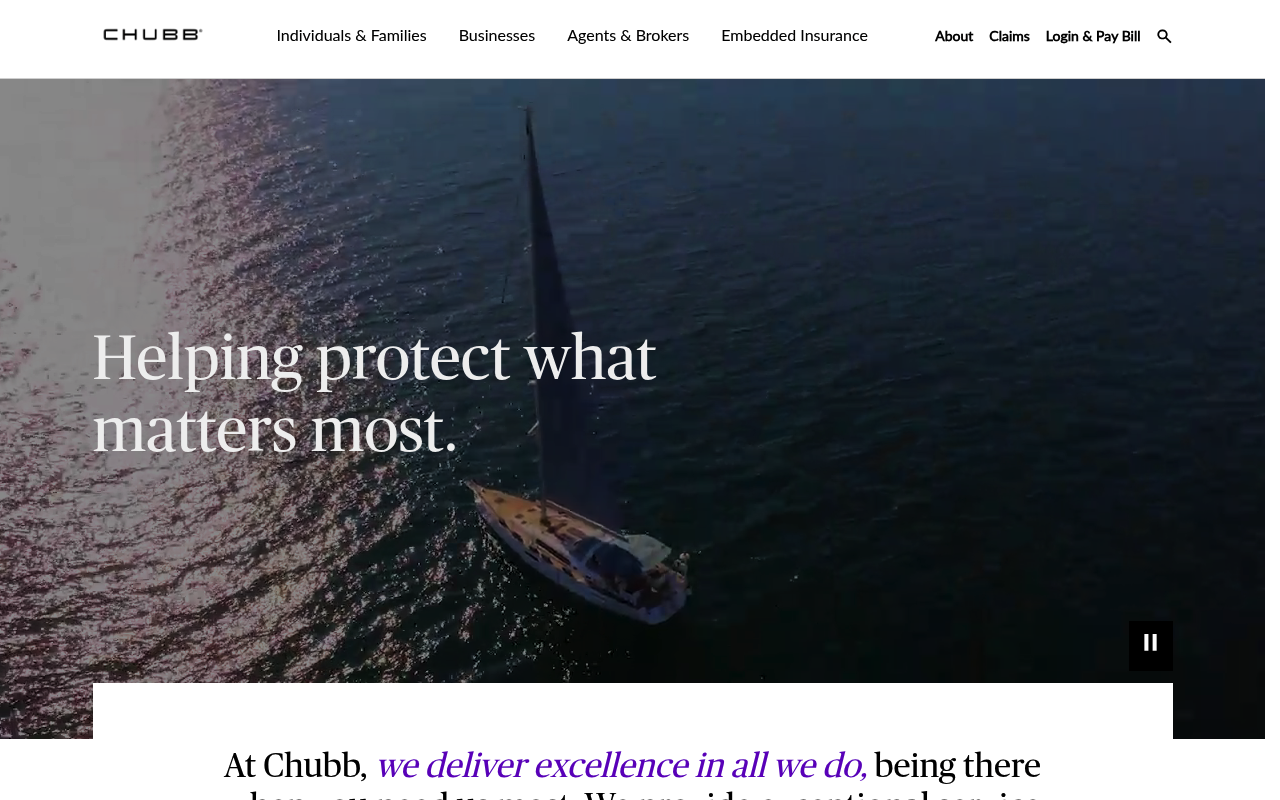 Chubb website screenshot