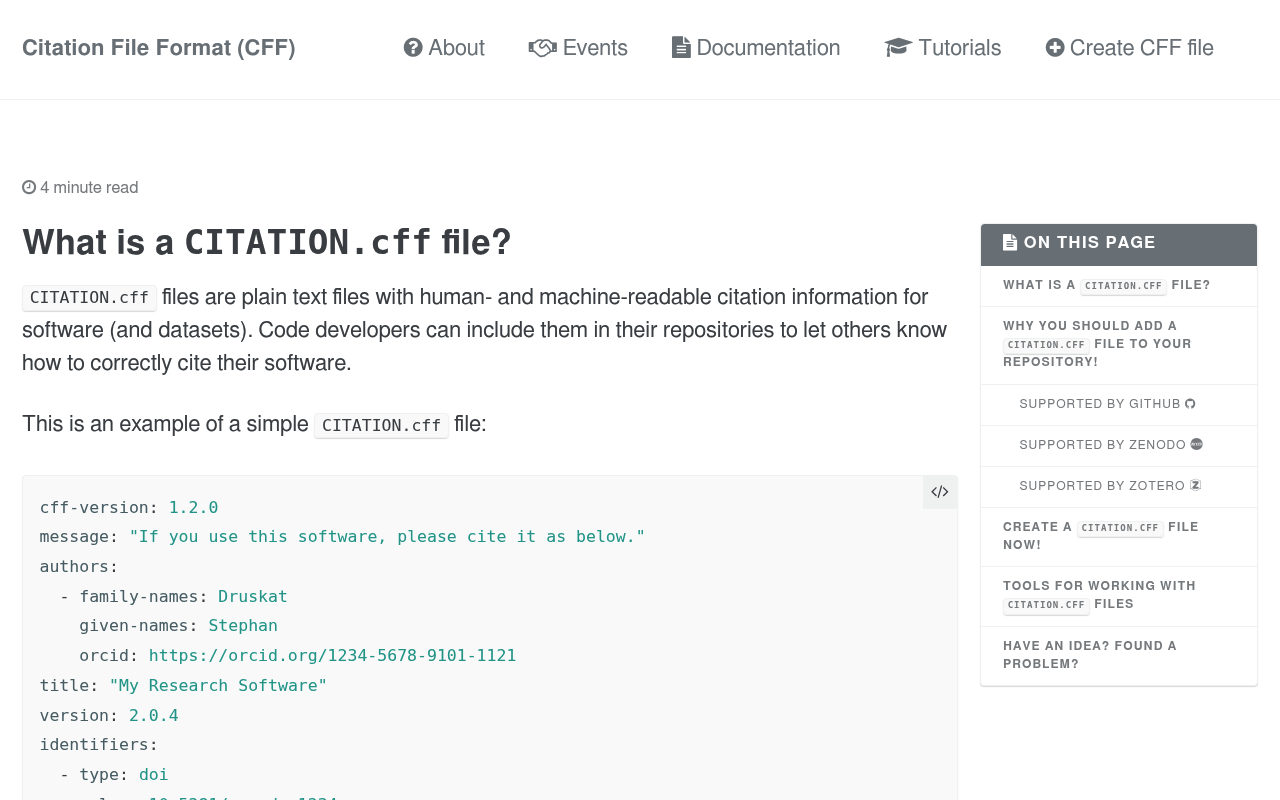 Citation File Format website screenshot
