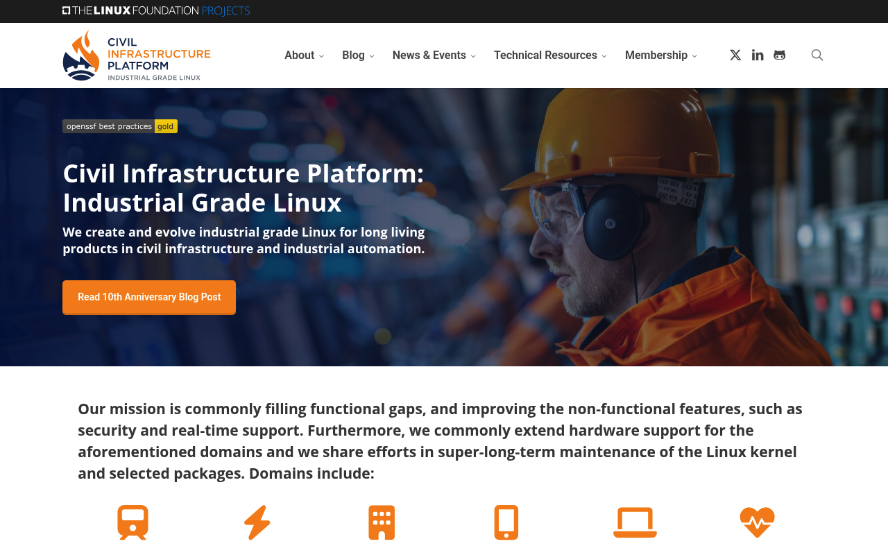 Civil Infrastructure Platform website screenshot