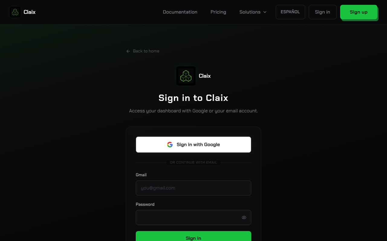 Claix website screenshot