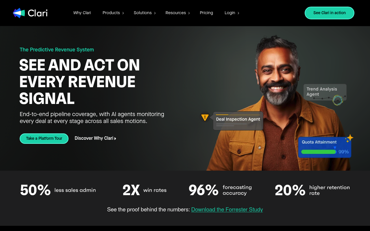 Clari website screenshot