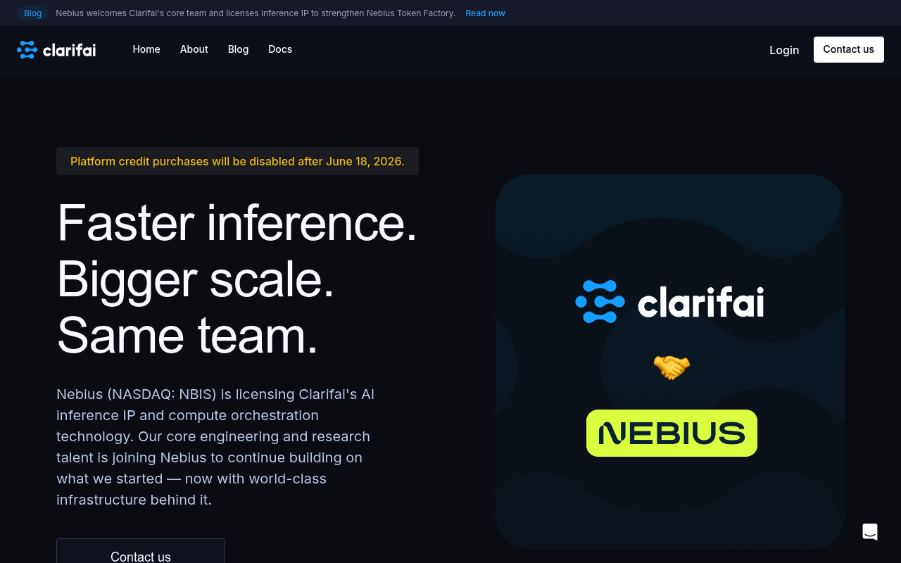 Clarifai website screenshot