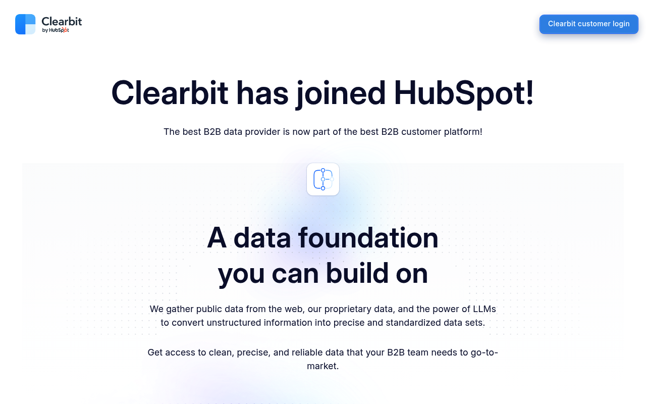 Clearbit (HubSpot Breeze Intelligence) website screenshot