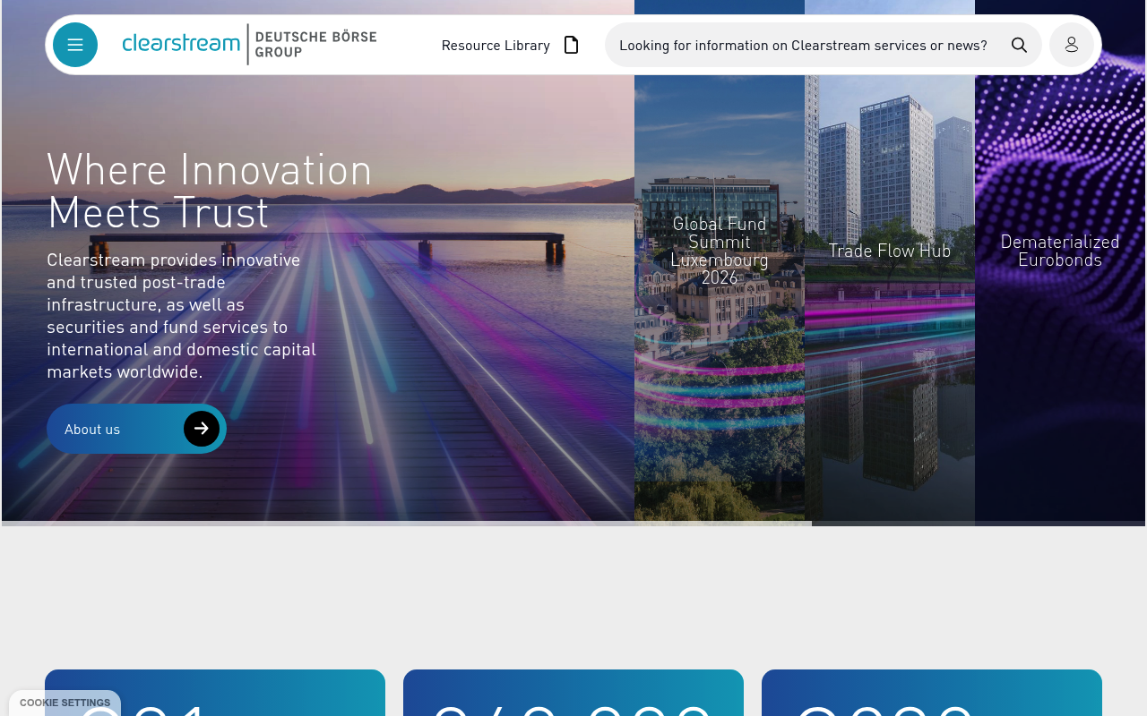 Clearstream website screenshot