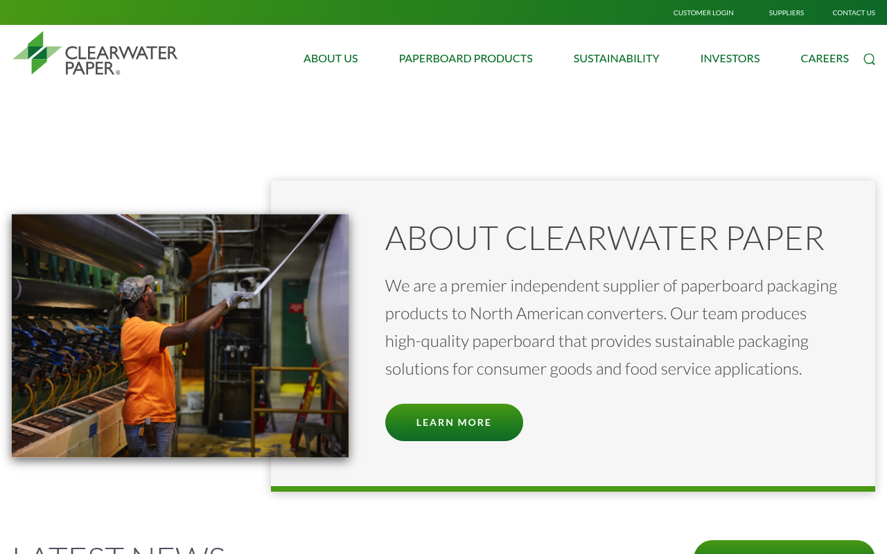 Clearwater Paper website screenshot