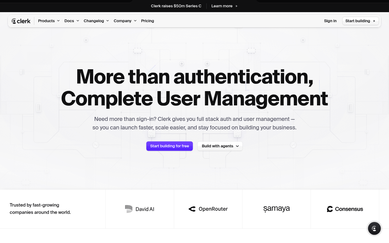 Clerk website screenshot