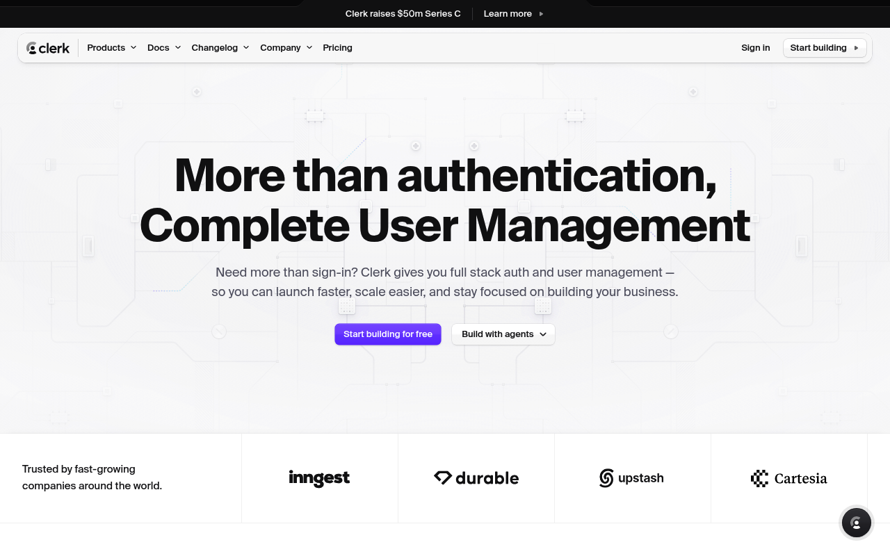 Clerk website screenshot