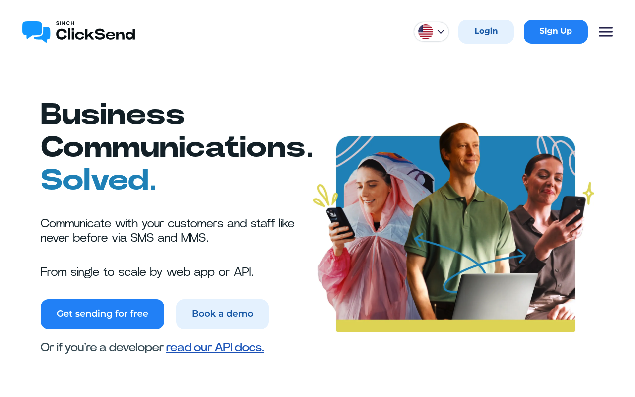 ClickSend SMS website screenshot