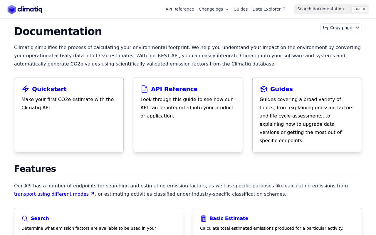 Climatiq website screenshot