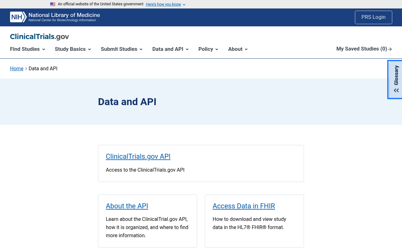 ClinicalTrials.gov website screenshot