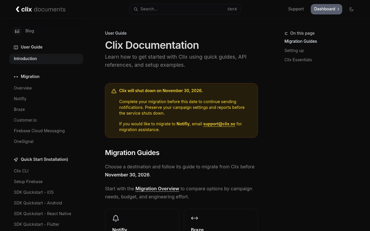 Clix website screenshot