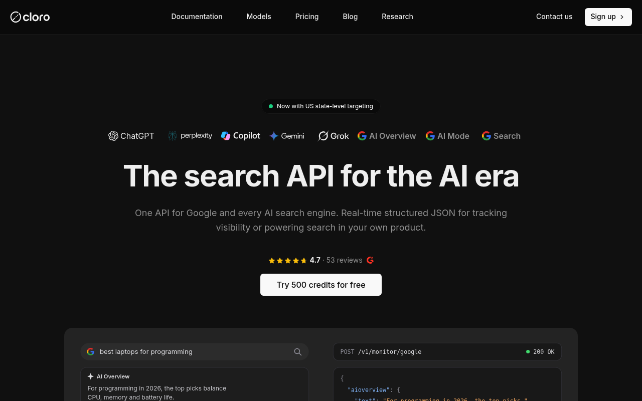 cloro website screenshot