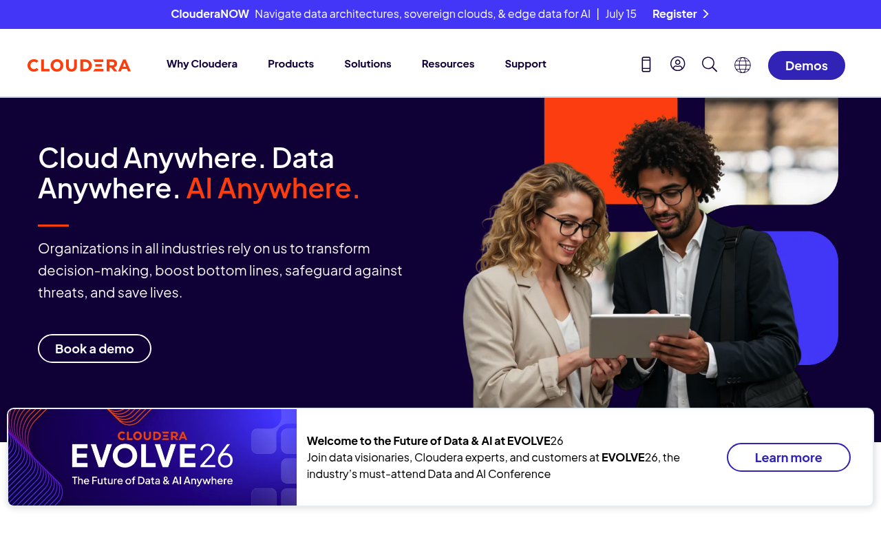 Cloudera website screenshot