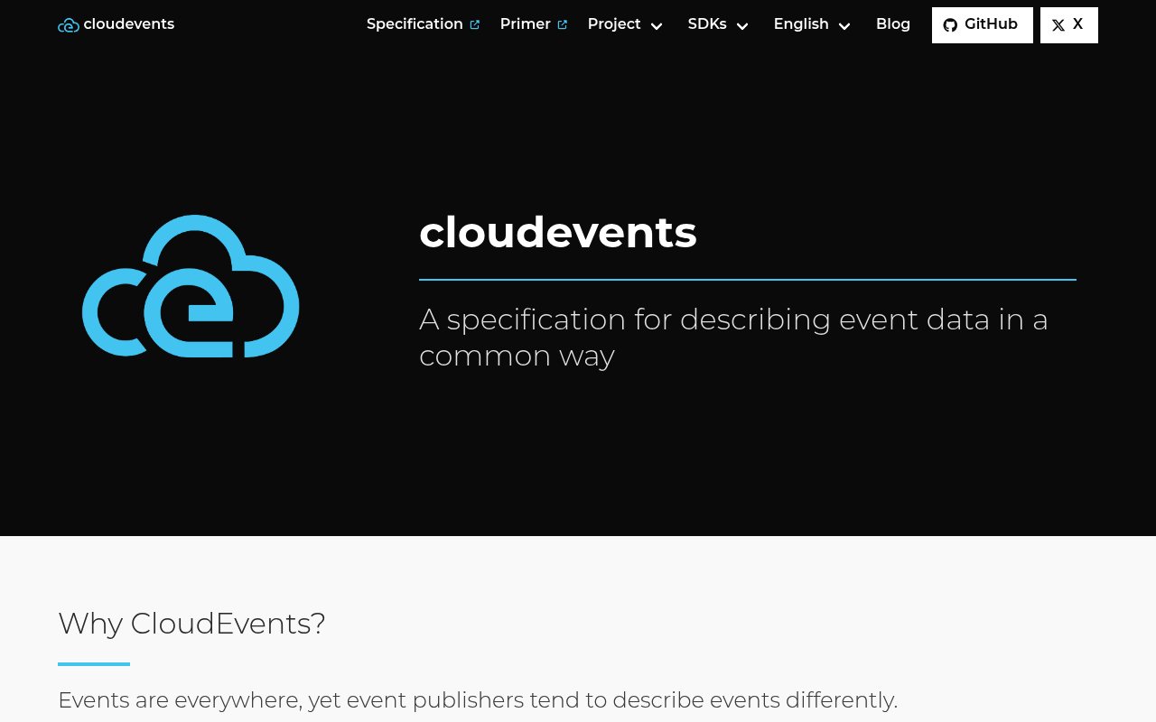 CloudEvents website screenshot
