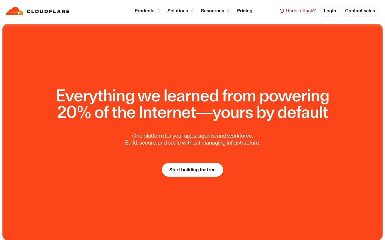 Cloudflare.com website screenshot