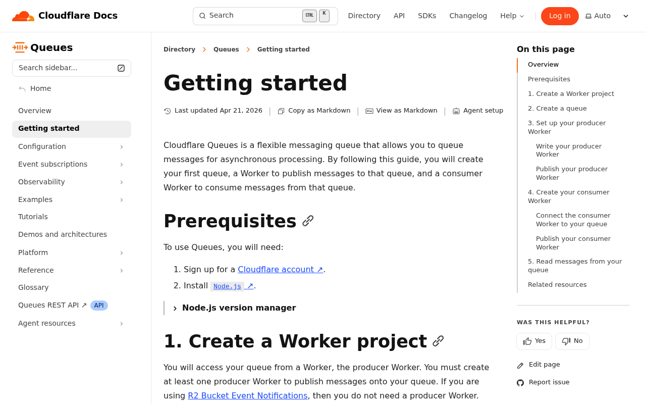 Cloudflare Queues website screenshot
