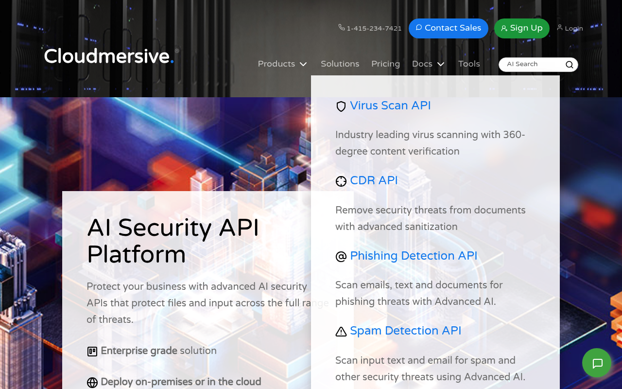 Cloudmersive website screenshot