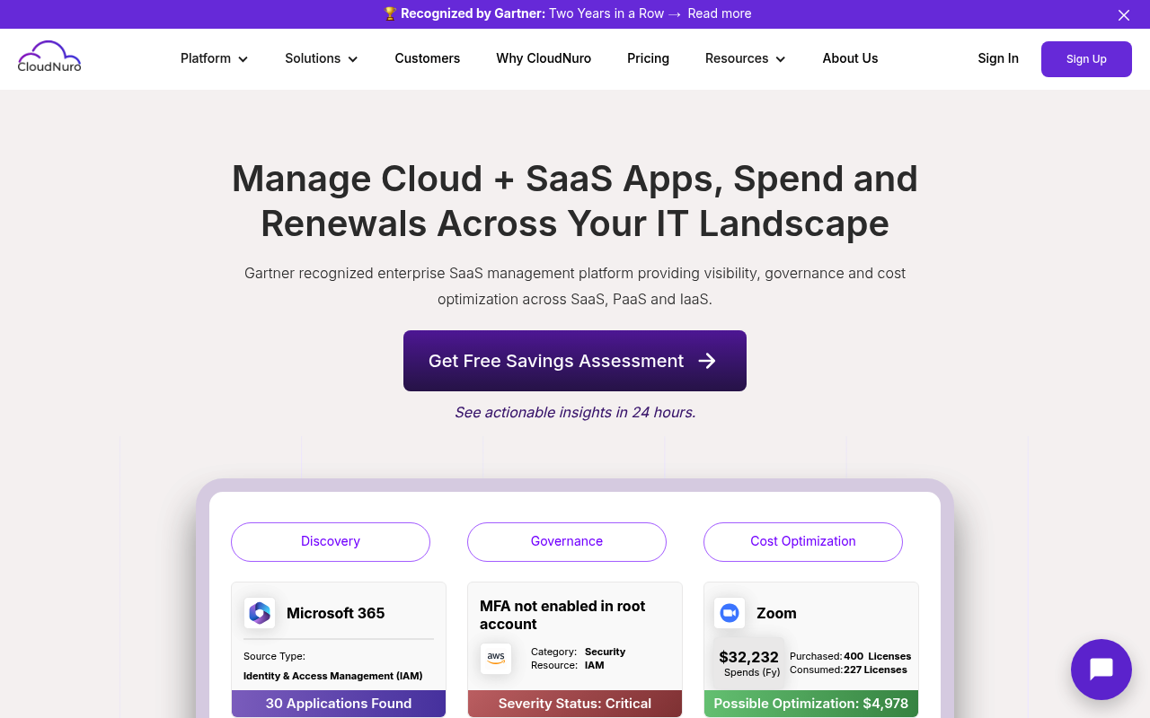 CloudNuro website screenshot
