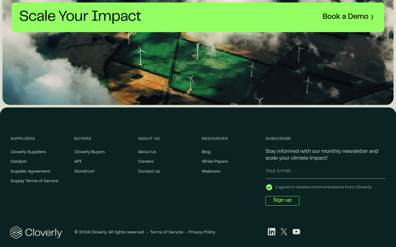 Cloverly website screenshot