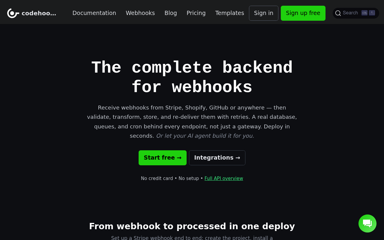 Codehooks website screenshot