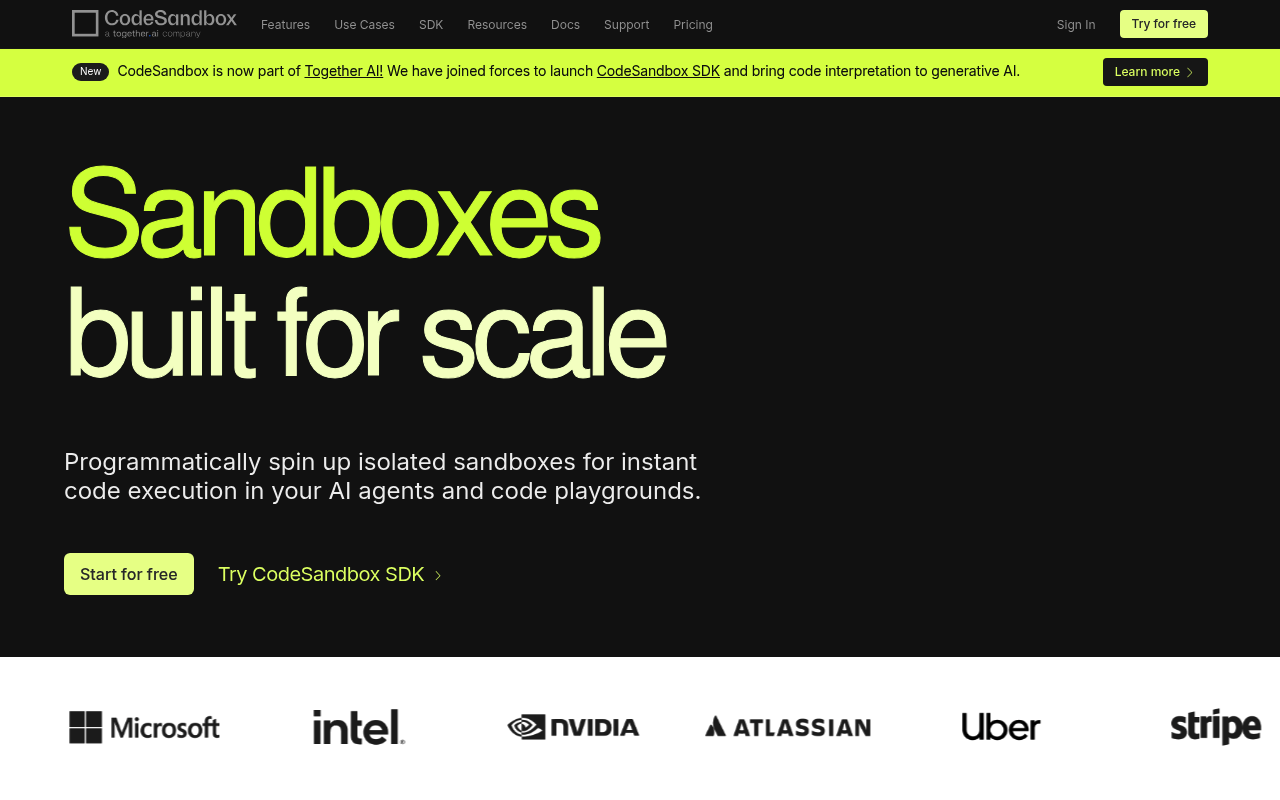 CodeSandbox website screenshot