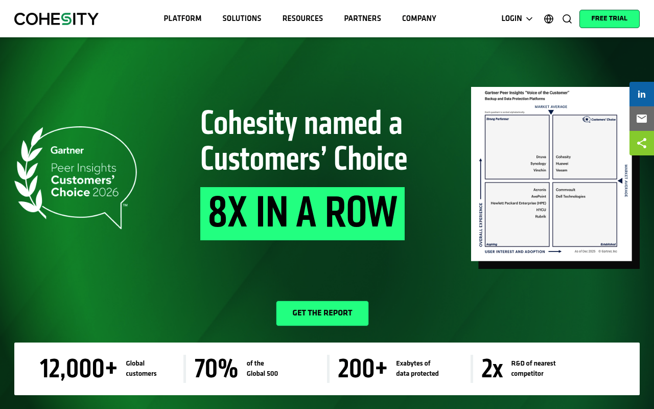 Cohesity website screenshot