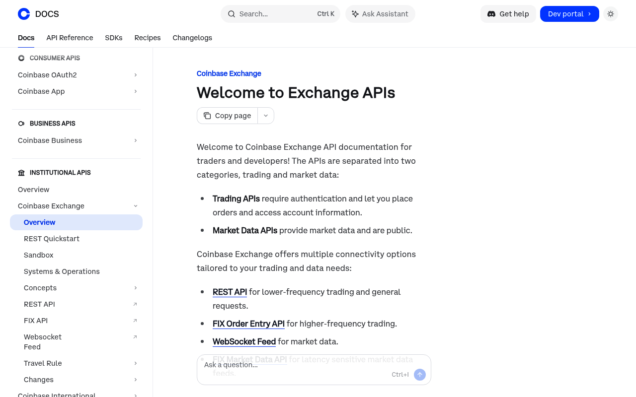 Coinbase Pro website screenshot