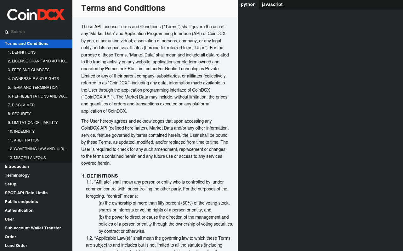 CoinDCX website screenshot